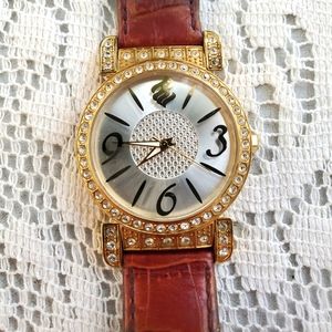 Vintage ROCAWEAR Gold Rhinestone Wristwatch RW1003 MocCroc Band Watch